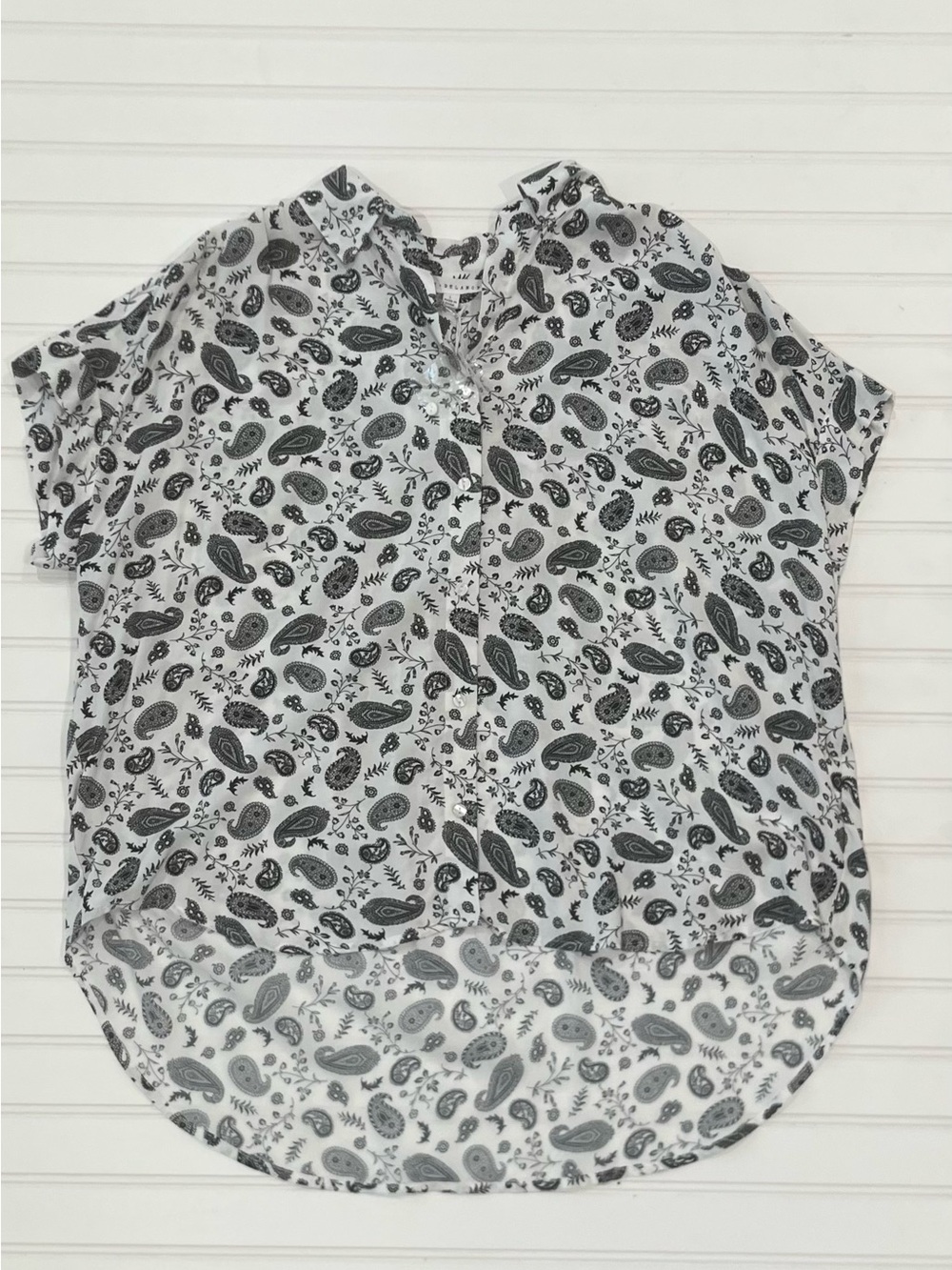 Jane + Delancey; Womens Short-Sleeve Paisley Button-Up Blouse - Black/White